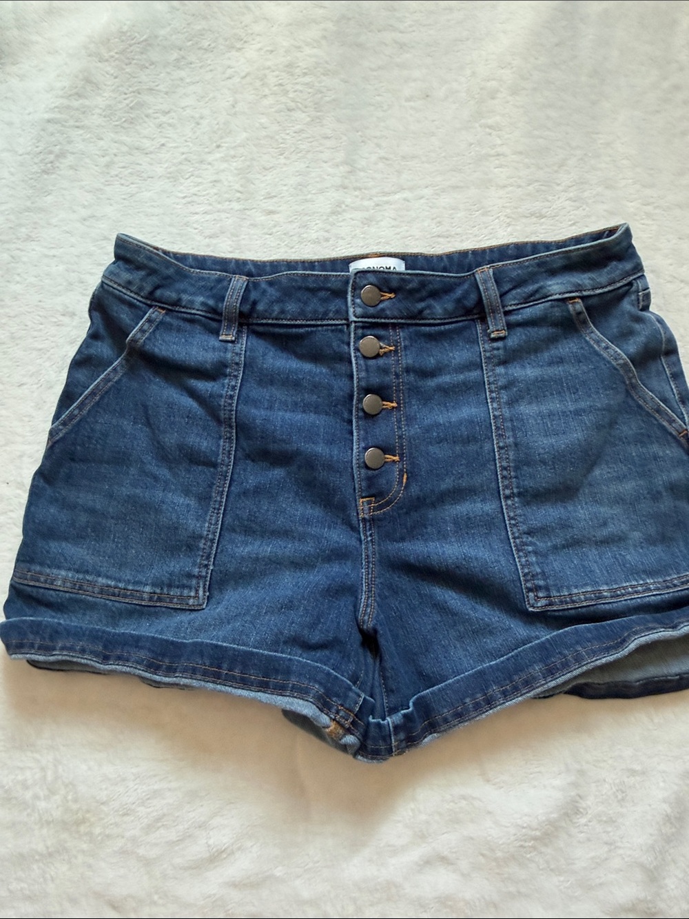 Sonoma Dark Blue Button-Front Denim Shorts